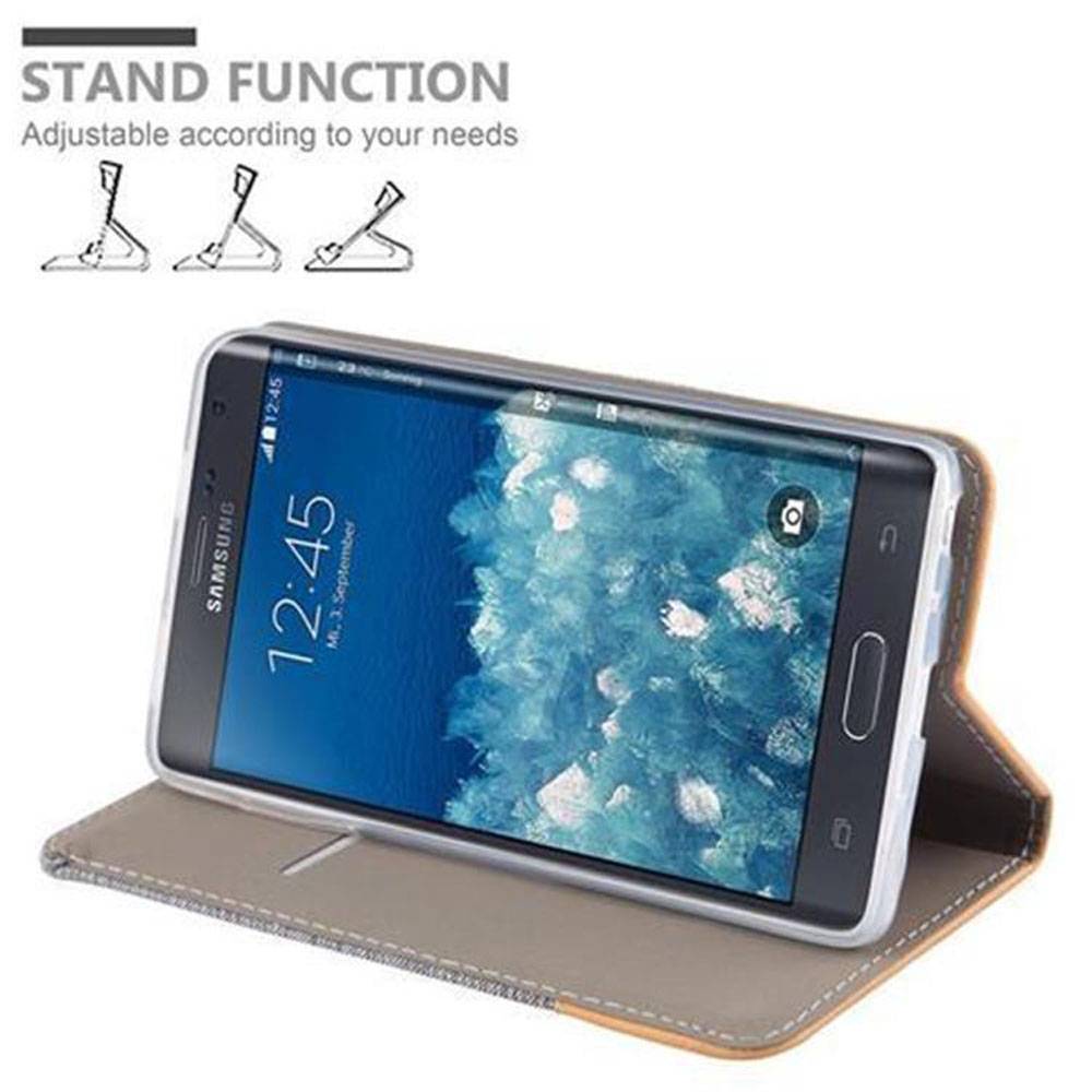Cadorabo Hülle für Samsung Galaxy NOTE EDGE Schutzhülle in Grau Handy Hülle Etui Book Case Cover