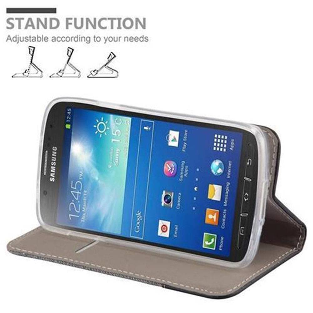 Cadorabo Hülle für Samsung Galaxy S4 ACTIVE Schutzhülle in Grau Handy Hülle Etui Book Case Cover