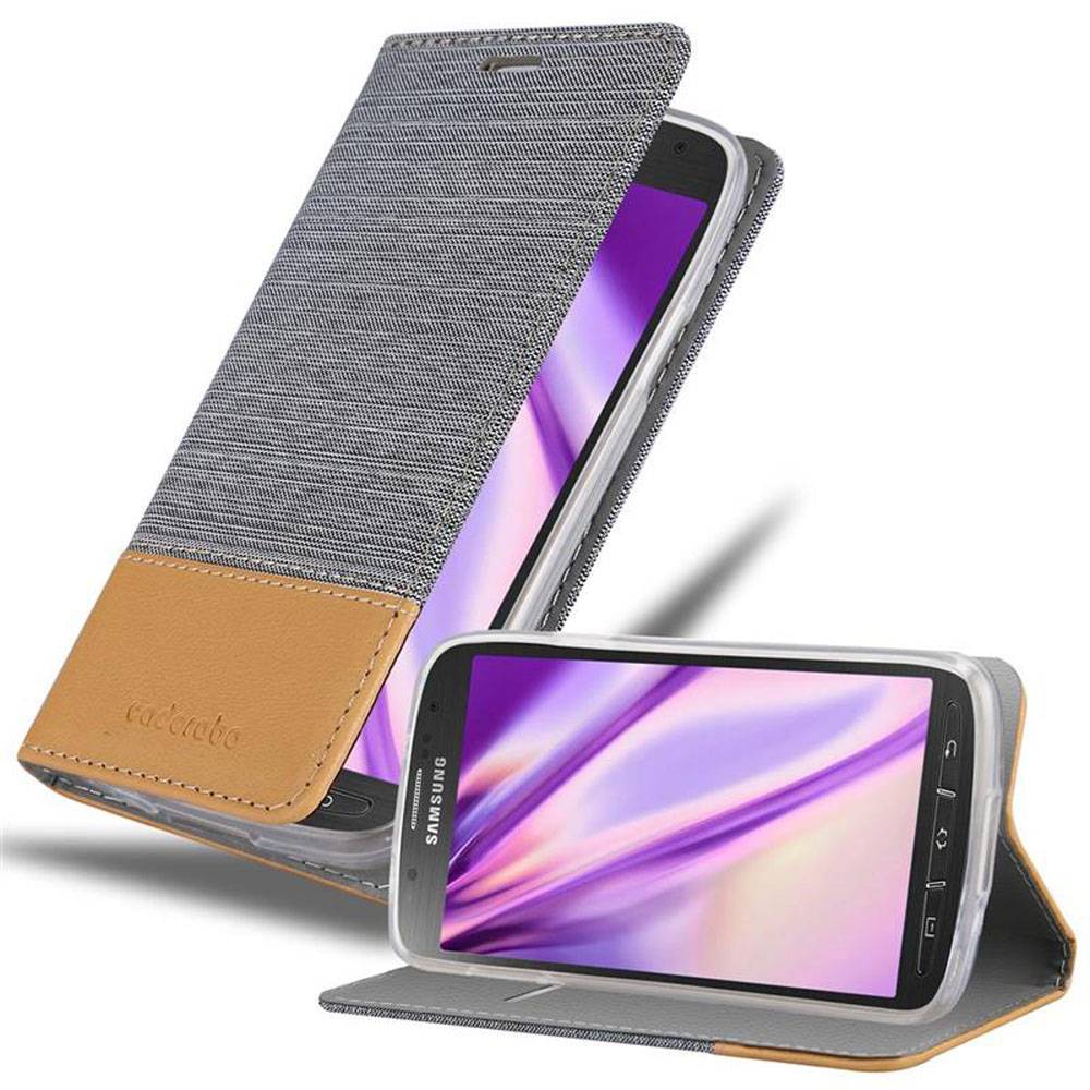 Cadorabo Hülle für Samsung Galaxy S4 ACTIVE Schutzhülle in Grau Handy Hülle Etui Book Case Cover