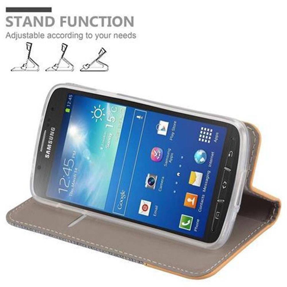 Cadorabo Hülle für Samsung Galaxy S4 ACTIVE Schutzhülle in Grau Handy Hülle Etui Book Case Cover