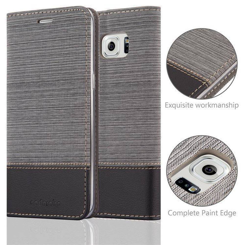 Cadorabo Hülle für Samsung Galaxy S6 EDGE PLUS Schutzhülle in Grau Handy Hülle Etui Book Case Cover