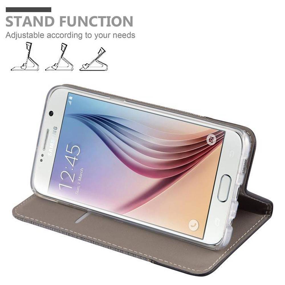 Cadorabo Hülle für Samsung Galaxy S6 EDGE PLUS Schutzhülle in Grau Handy Hülle Etui Book Case Cover