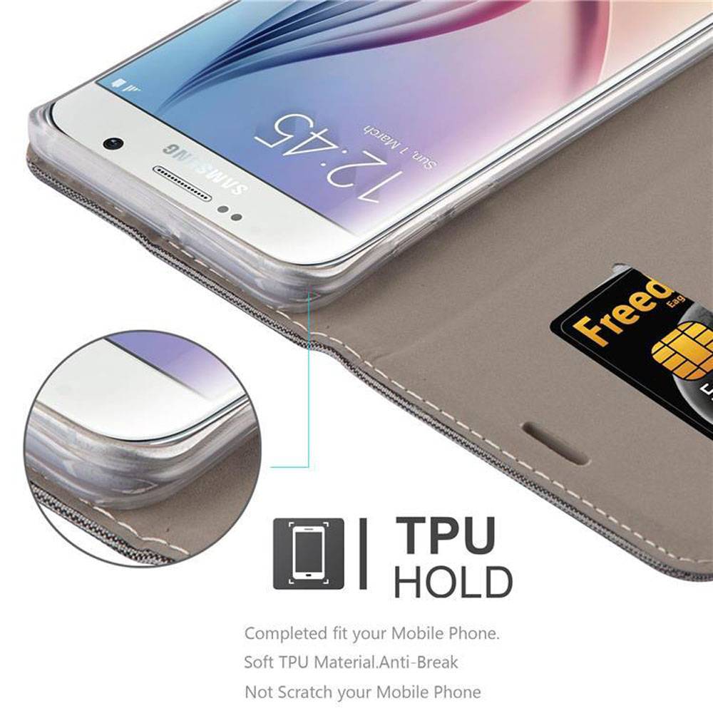 Cadorabo Hülle für Samsung Galaxy S6 EDGE PLUS Schutzhülle in Grau Handy Hülle Etui Book Case Cover