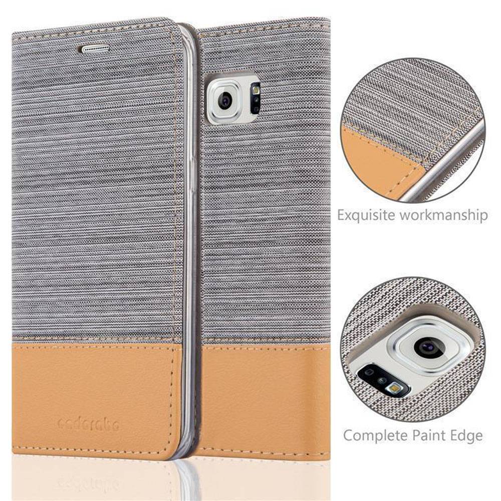 Cadorabo Hülle für Samsung Galaxy S6 EDGE PLUS Schutzhülle in Grau Handy Hülle Etui Book Case Cover