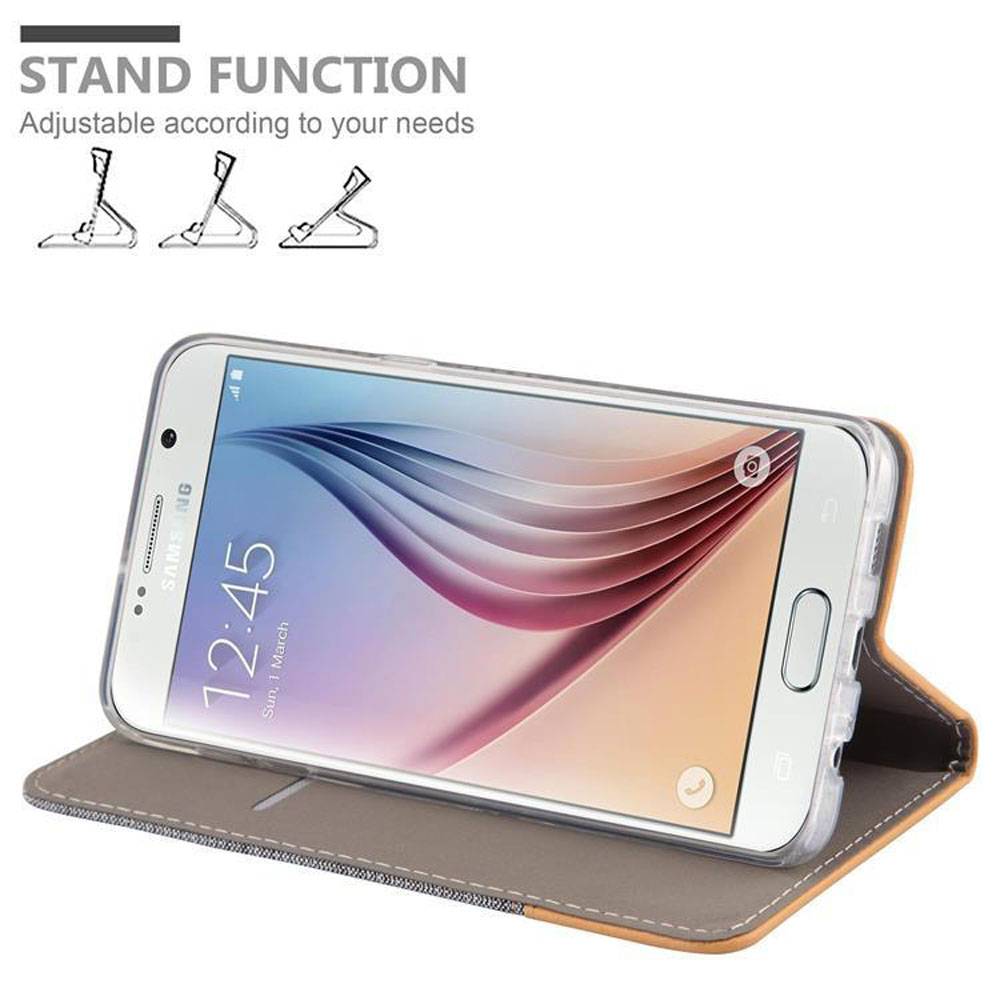Cadorabo Hülle für Samsung Galaxy S6 EDGE PLUS Schutzhülle in Grau Handy Hülle Etui Book Case Cover