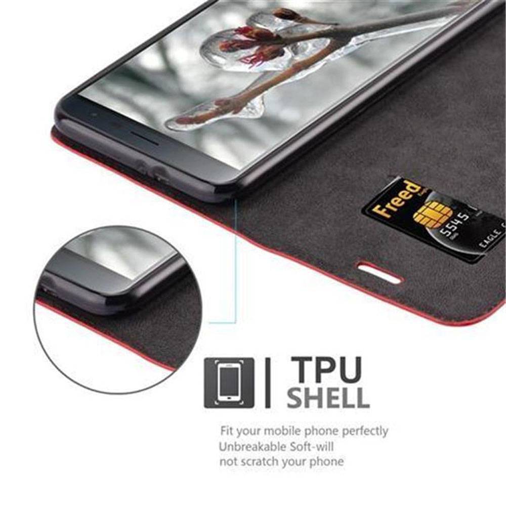 Cadorabo Hülle für Asus ZenFone 3 (5.5 Zoll) Schutz Hülle in Rot Handyhülle Etui Case Cover Magnetverschluss