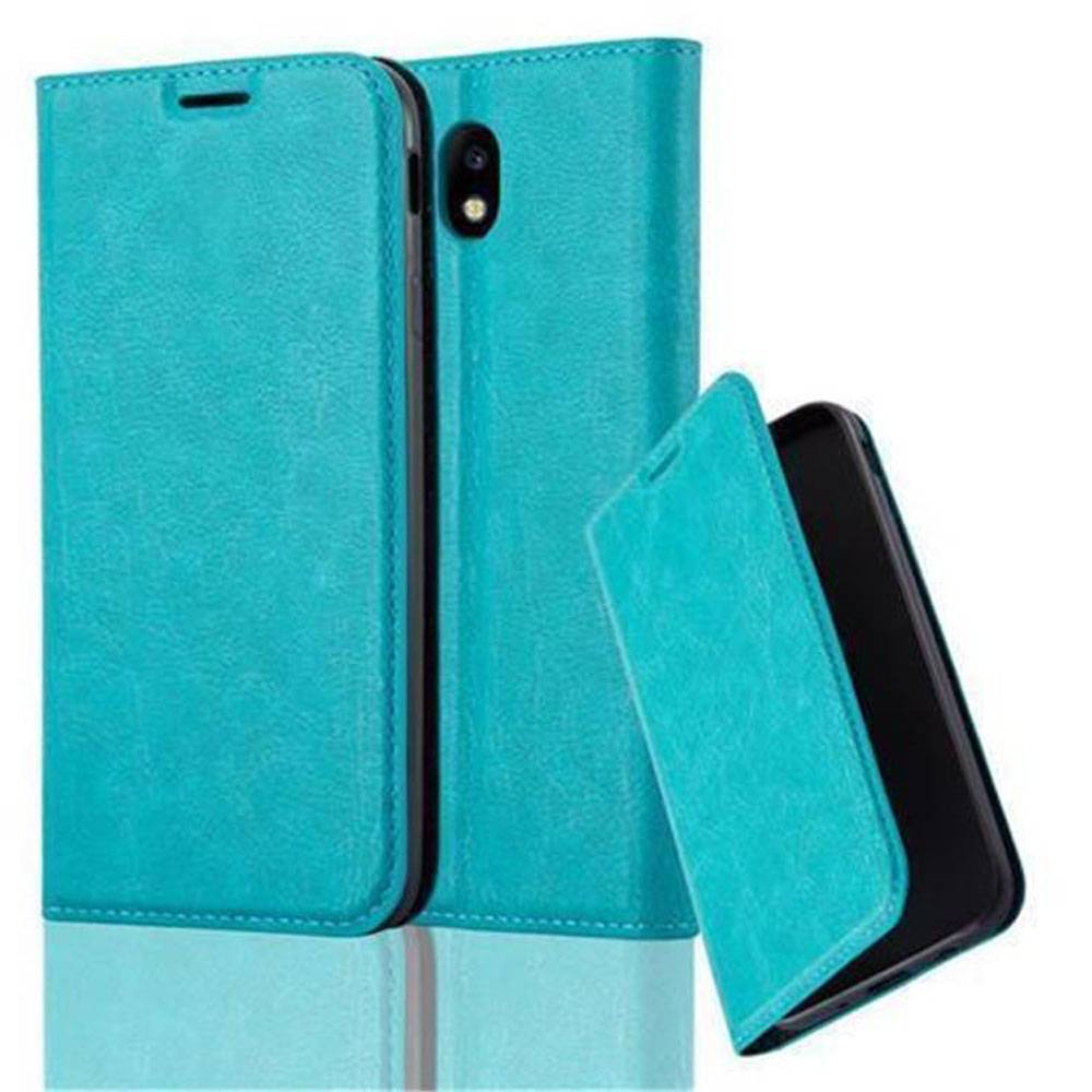 Cadorabo Hülle für Samsung Galaxy J7 2017 Schutz Hülle in Türkis Handyhülle Etui Case Cover Magnetverschluss