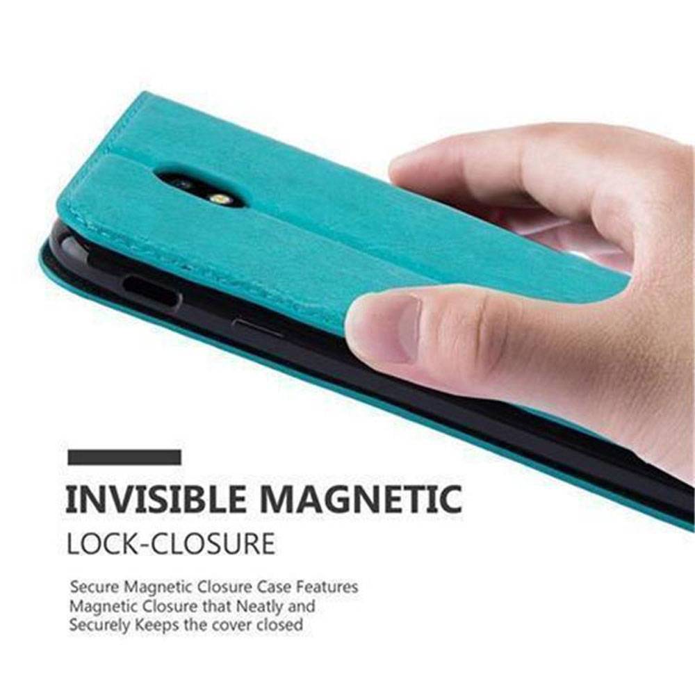 Cadorabo Hülle für Samsung Galaxy J7 2017 Schutz Hülle in Türkis Handyhülle Etui Case Cover Magnetverschluss