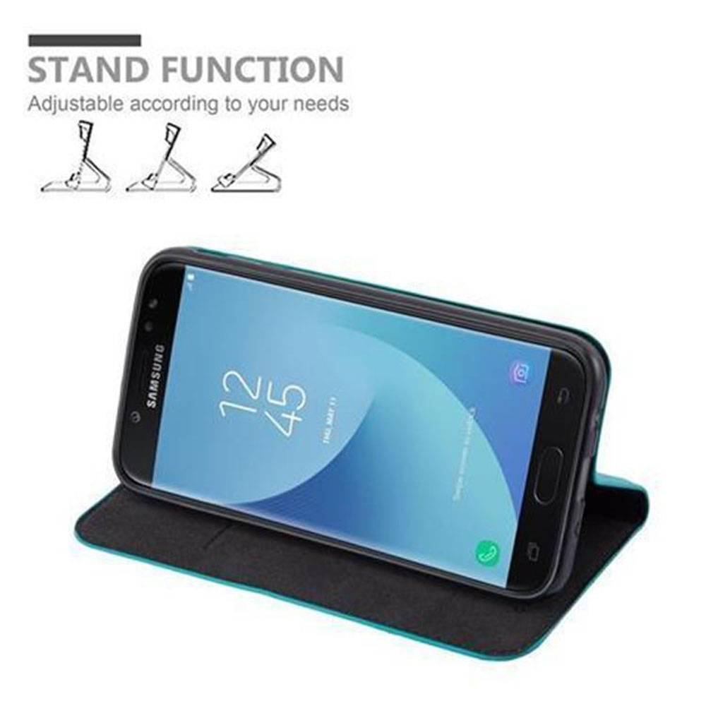 Cadorabo Hülle für Samsung Galaxy J7 2017 Schutz Hülle in Türkis Handyhülle Etui Case Cover Magnetverschluss