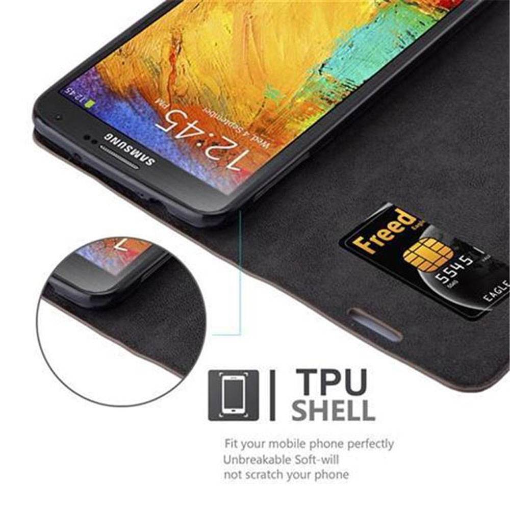 Cadorabo Hülle für Samsung Galaxy NOTE 3 NEO Schutz Hülle in Braun Handyhülle Etui Case Cover Magnetverschluss