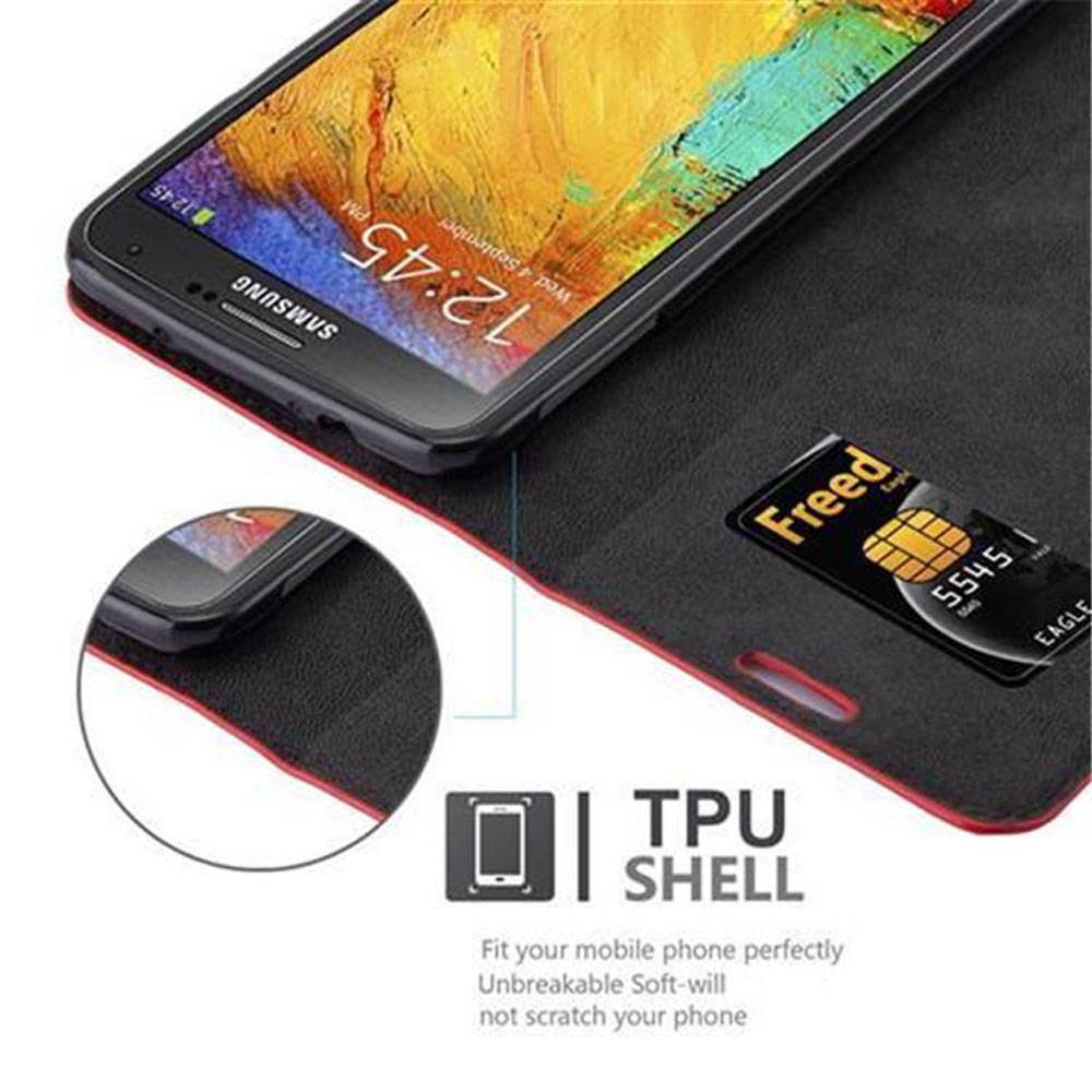 Cadorabo Hülle für Samsung Galaxy NOTE 3 NEO Schutz Hülle in Rot Handyhülle Etui Case Cover Magnetverschluss