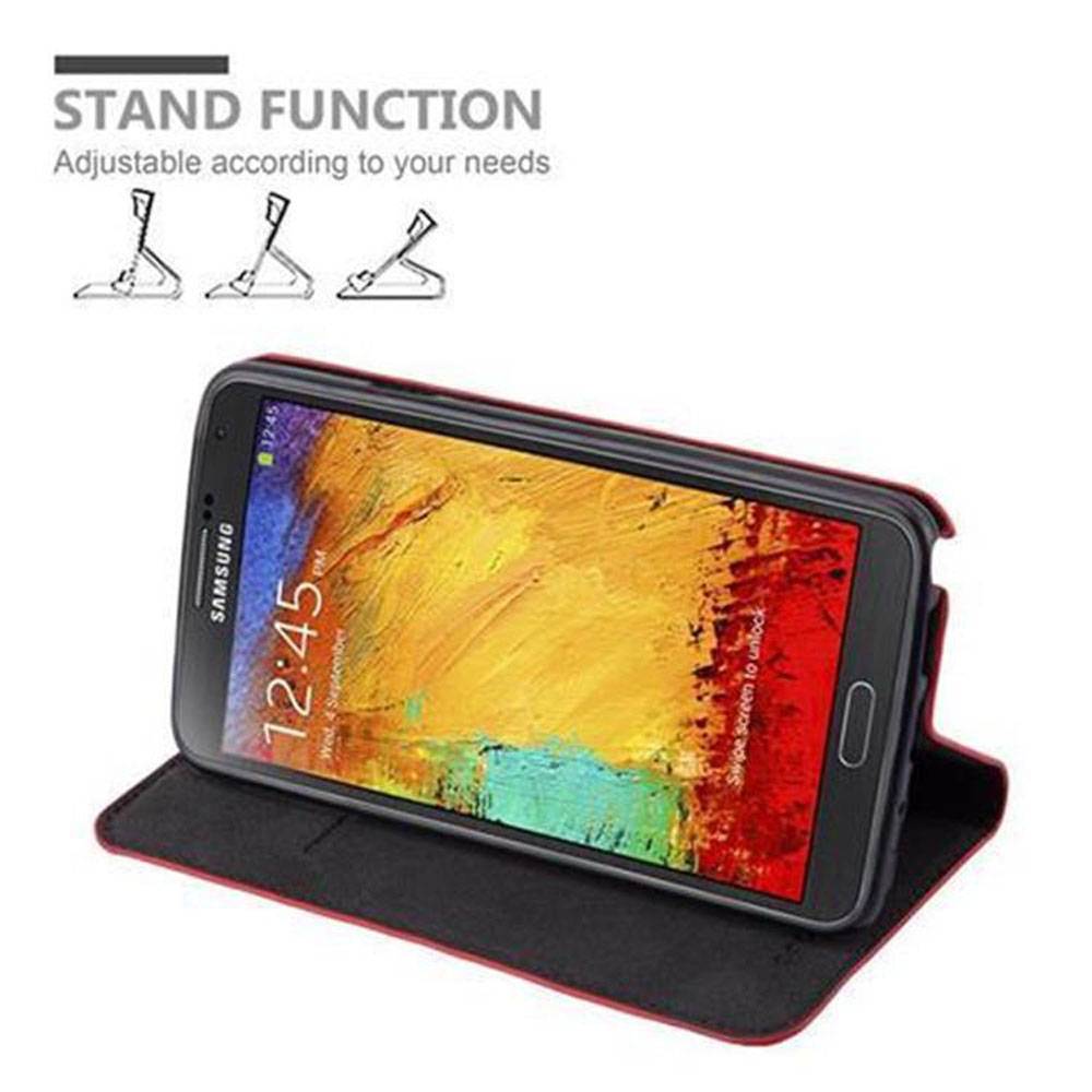 Cadorabo Hülle für Samsung Galaxy NOTE 3 NEO Schutz Hülle in Rot Handyhülle Etui Case Cover Magnetverschluss