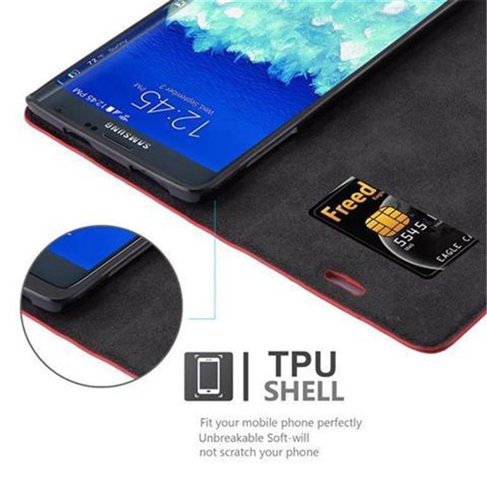 Cadorabo Hülle für Samsung Galaxy NOTE EDGE Schutz Hülle in Rot Handyhülle Etui Case Cover Magnetverschluss