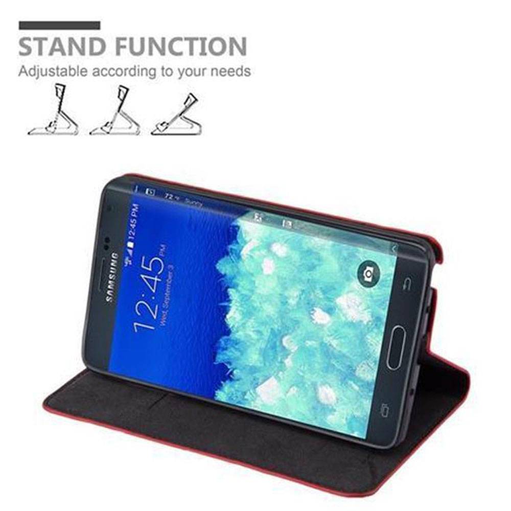 Cadorabo Hülle für Samsung Galaxy NOTE EDGE Schutz Hülle in Rot Handyhülle Etui Case Cover Magnetverschluss