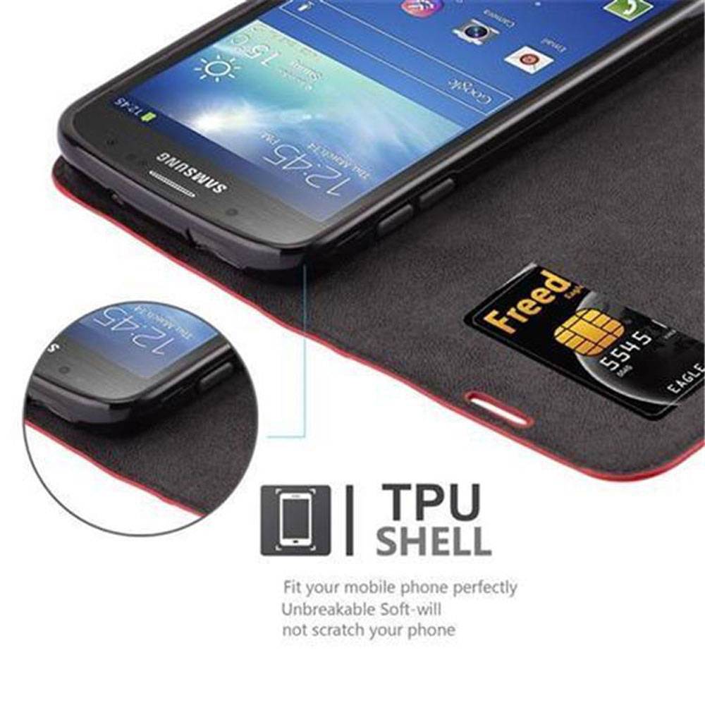 Cadorabo Hülle für Samsung Galaxy S4 ACTIVE Schutz Hülle in Rot Handyhülle Etui Case Cover Magnetverschluss