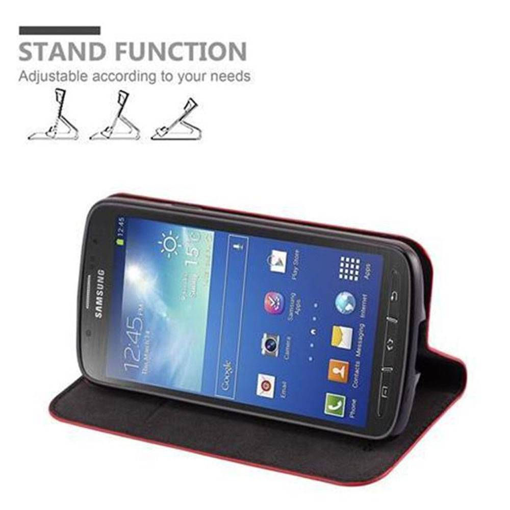 Cadorabo Hülle für Samsung Galaxy S4 ACTIVE Schutz Hülle in Rot Handyhülle Etui Case Cover Magnetverschluss