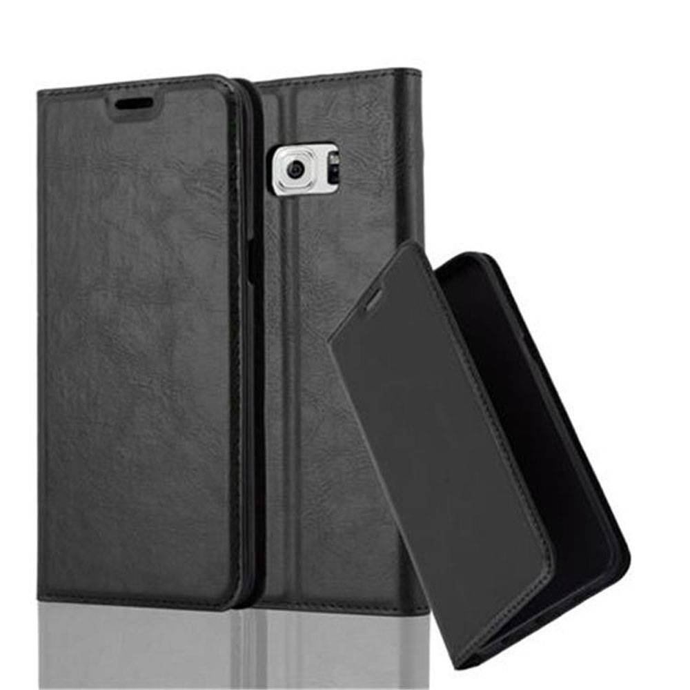 Cadorabo Hülle für Samsung Galaxy S6 EDGE PLUS Schutz Hülle in Schwarz Handyhülle Etui Case Cover Magnetverschluss