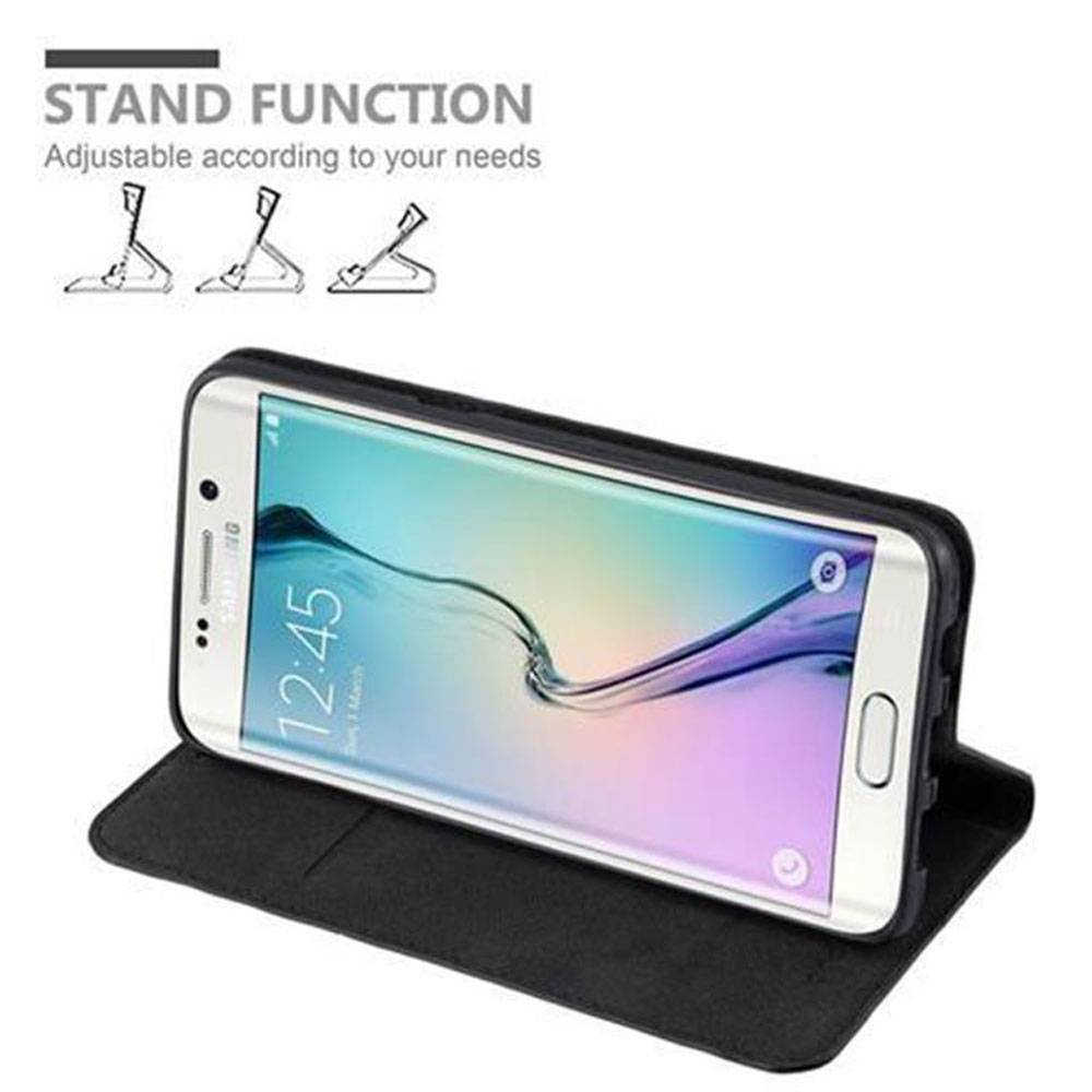 Cadorabo Hülle für Samsung Galaxy S6 EDGE PLUS Schutz Hülle in Schwarz Handyhülle Etui Case Cover Magnetverschluss