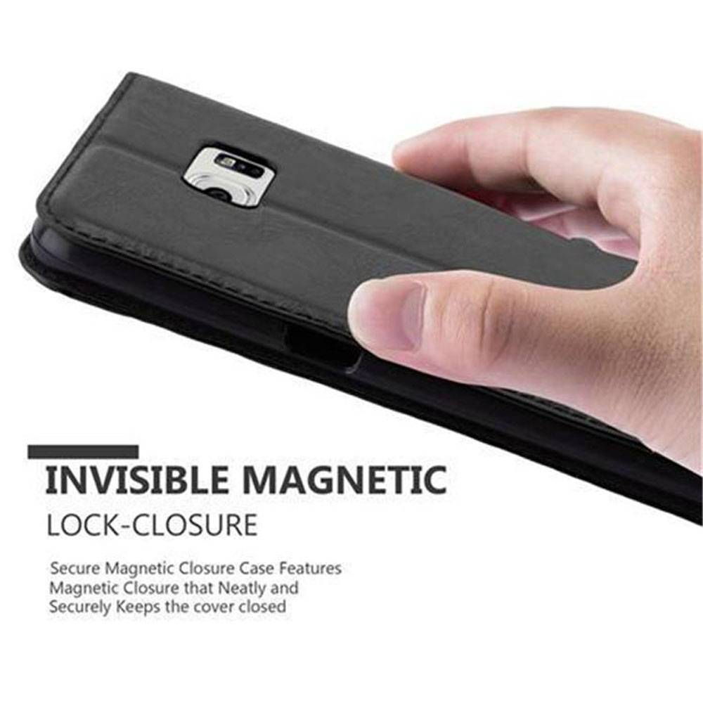 Cadorabo Hülle für Samsung Galaxy S6 EDGE PLUS Schutz Hülle in Schwarz Handyhülle Etui Case Cover Magnetverschluss