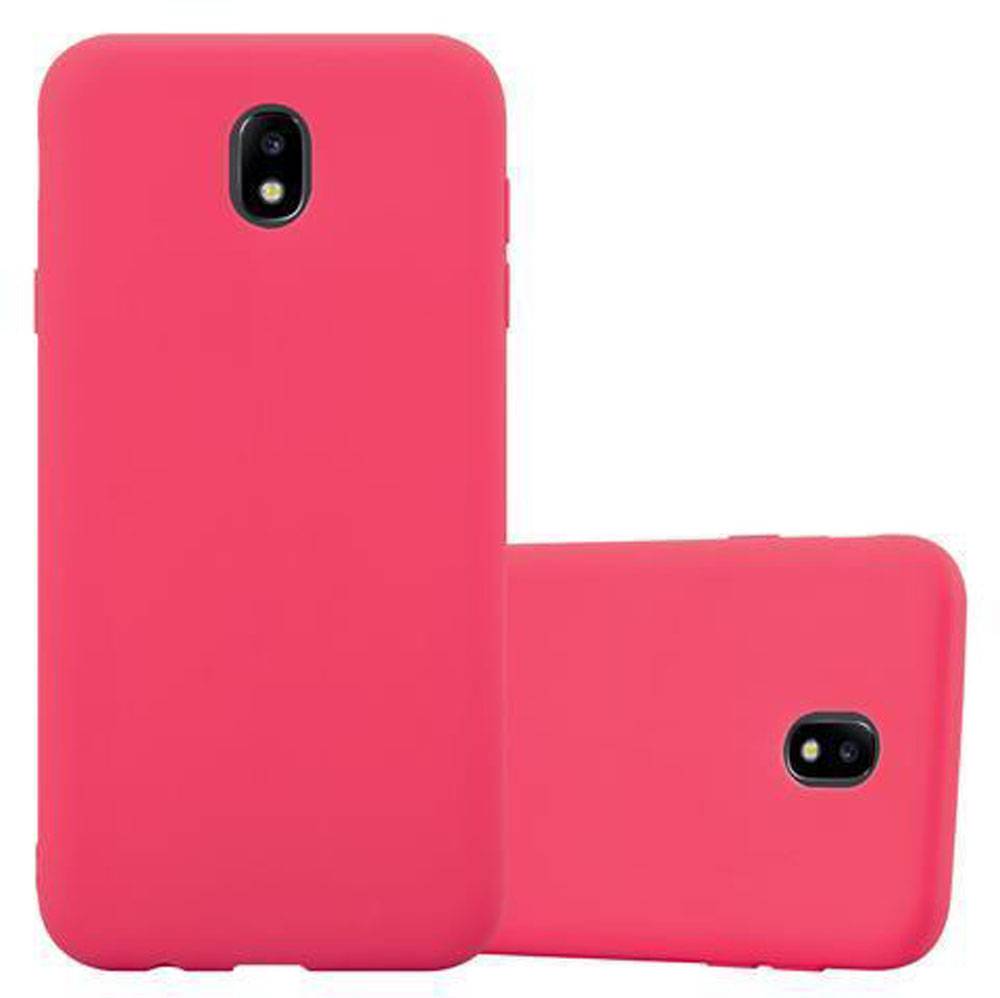 Cadorabo Hülle für Samsung Galaxy J3 2017 Schutzhülle in Rot Handyhülle TPU Silikon Etui Case Cover