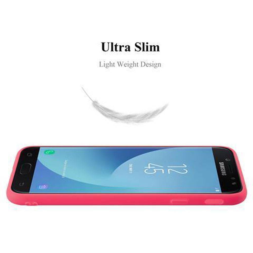 Cadorabo Hülle für Samsung Galaxy J3 2017 Schutzhülle in Rot Handyhülle TPU Silikon Etui Case Cover