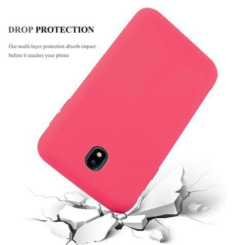 Cadorabo Hülle für Samsung Galaxy J3 2017 Schutzhülle in Rot Handyhülle TPU Silikon Etui Case Cover
