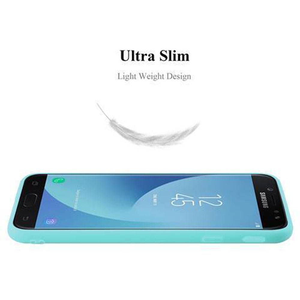 Cadorabo Hülle für Samsung Galaxy J3 2017 Schutzhülle in Blau Handyhülle TPU Silikon Etui Case Cover