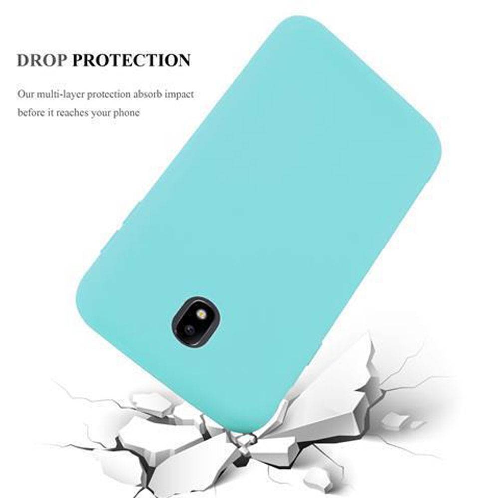 Cadorabo Hülle für Samsung Galaxy J3 2017 Schutzhülle in Blau Handyhülle TPU Silikon Etui Case Cover