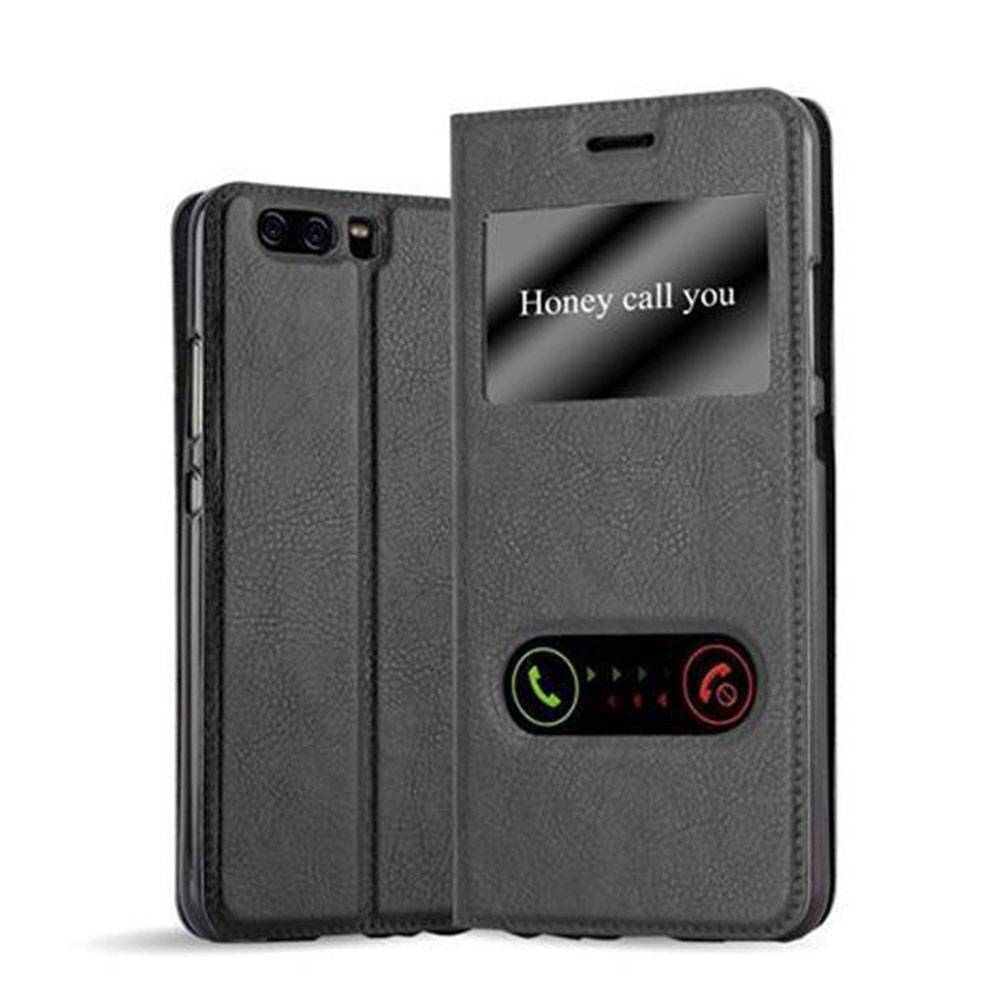Cadorabo Schutzhülle für Huawei P10 Hülle in Schwarz Handyhülle Book Case Cover Etui