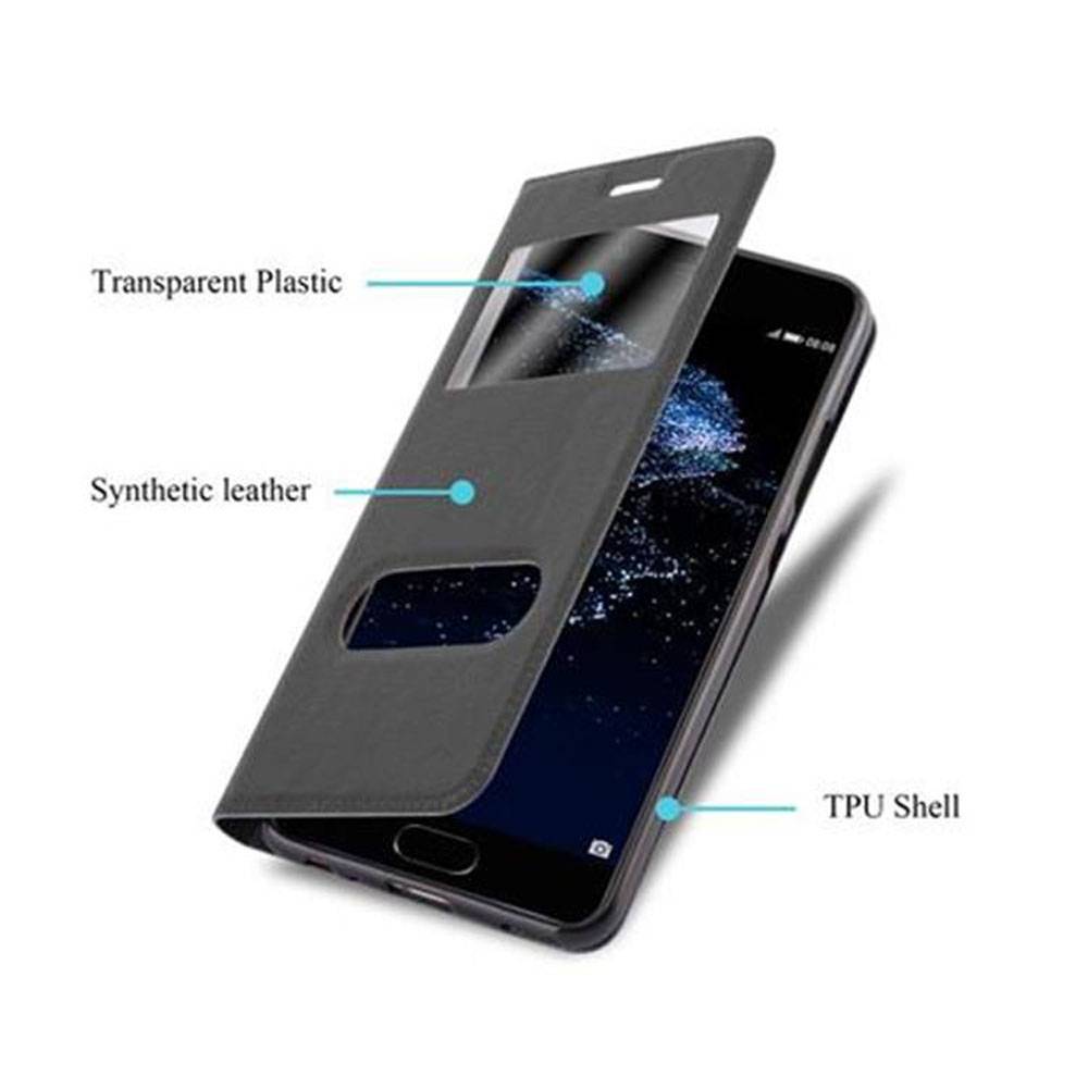 Cadorabo Schutzhülle für Huawei P10 Hülle in Schwarz Handyhülle Book Case Cover Etui
