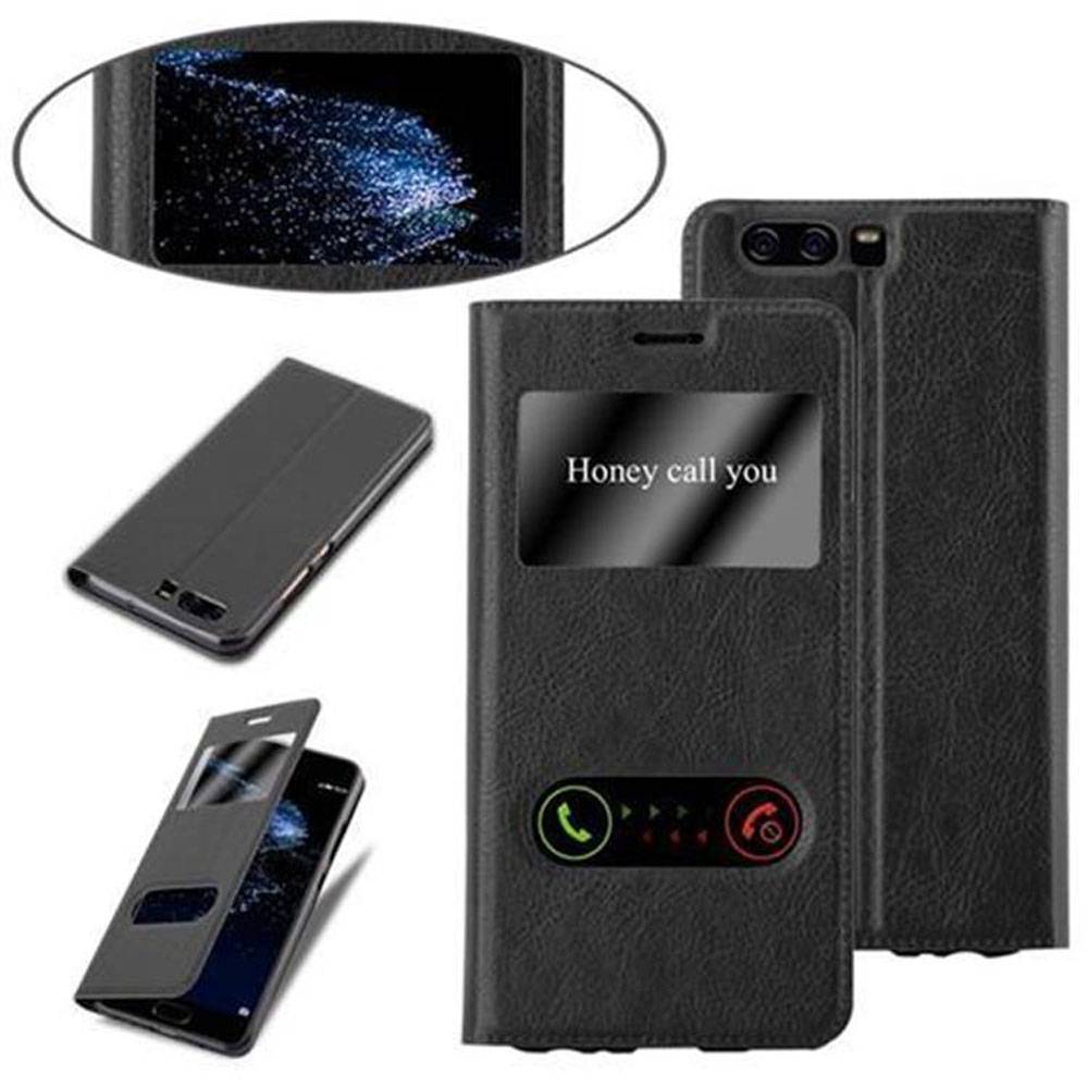 Cadorabo Schutzhülle für Huawei P10 Hülle in Schwarz Handyhülle Book Case Cover Etui