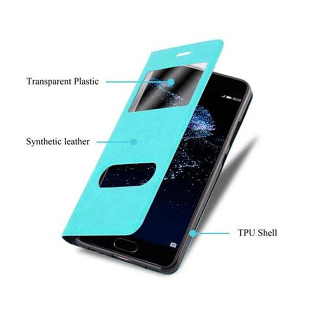 Cadorabo Schutzhülle für Huawei P10 Hülle in Türkis Handyhülle Book Case Cover Etui