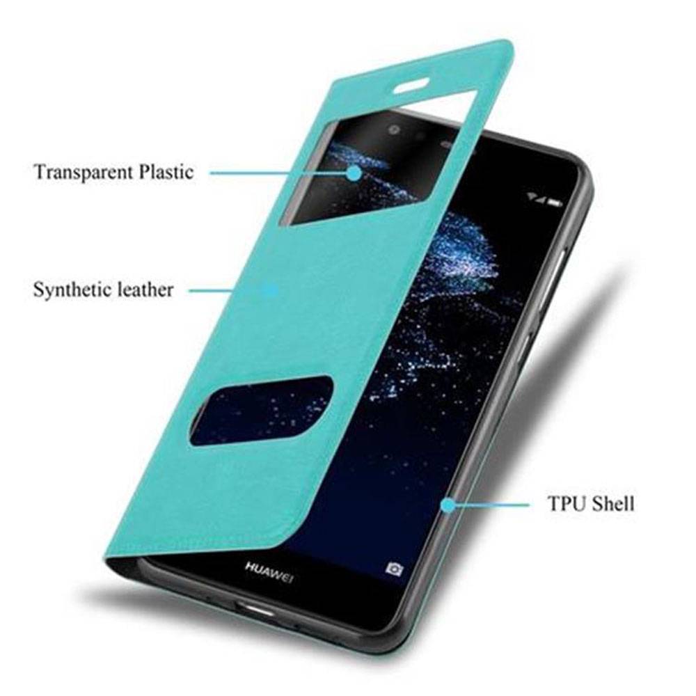 Cadorabo Schutzhülle für Huawei P10 LITE Hülle in Türkis Handyhülle Book Case Cover Etui