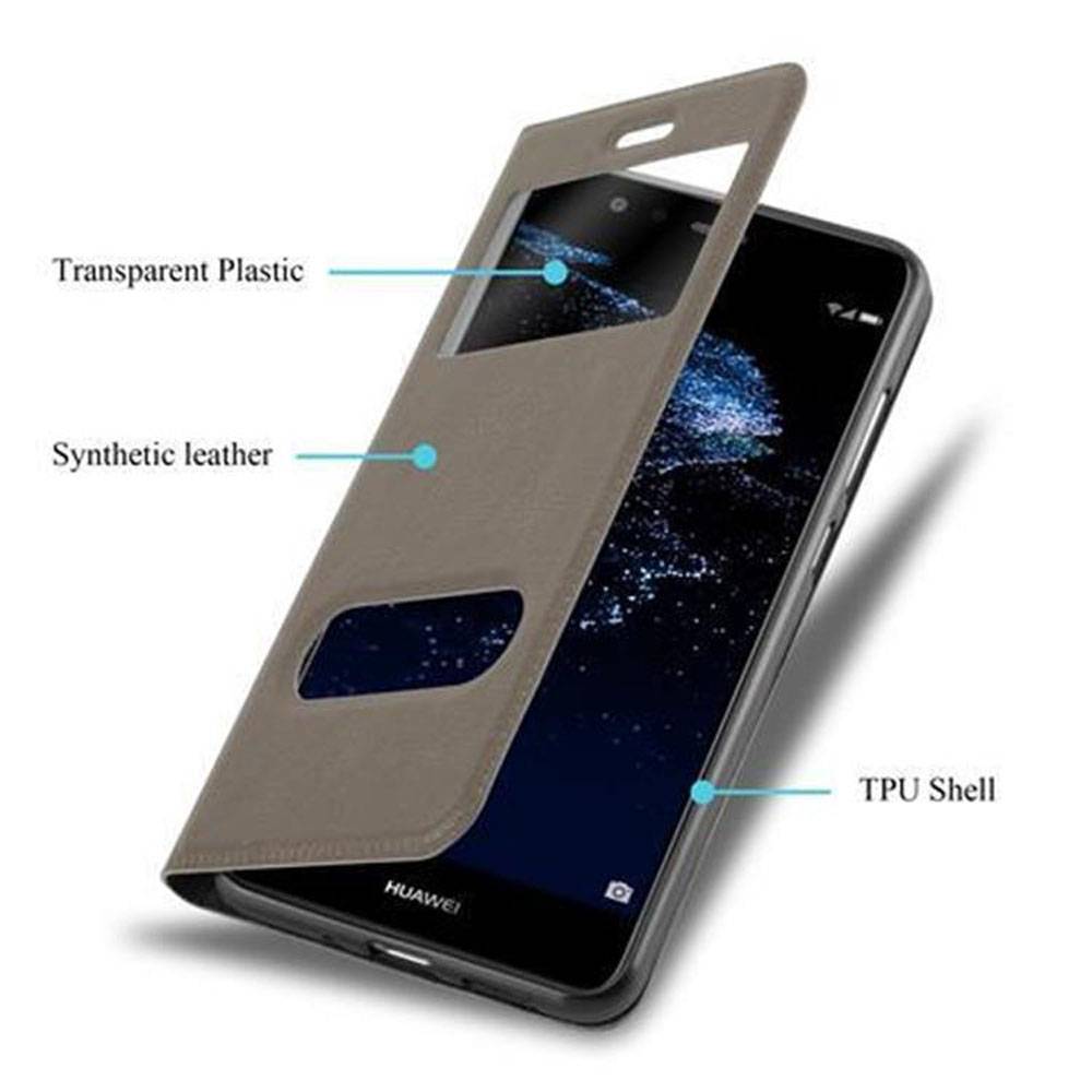 Cadorabo Schutzhülle für Huawei P10 LITE Hülle in Braun Handyhülle Book Case Cover Etui