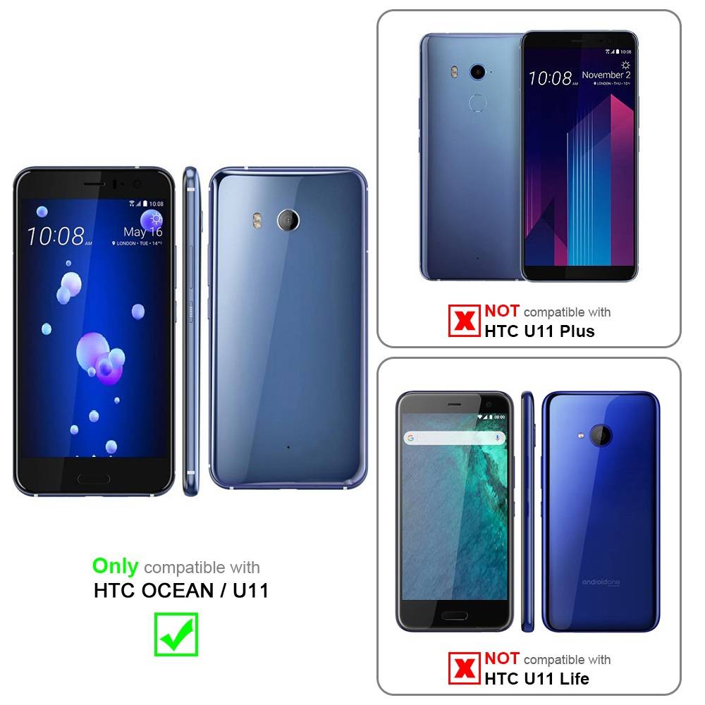 Cadorabo Panzer Folie für HTC OCEAN / U11 Schutzfolie in Transparent Gehärtetes Tempered Display-Schutzglas