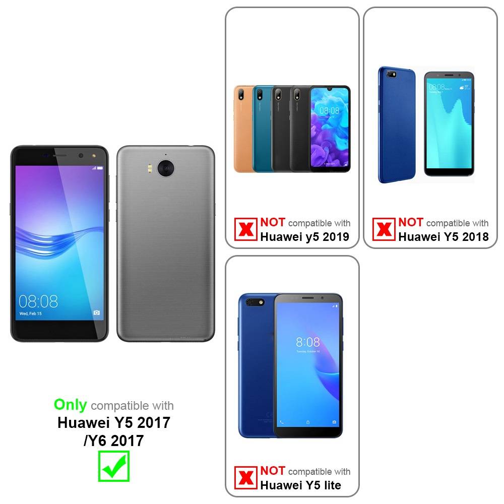 Cadorabo Panzer Folie für Huawei Y6 2017 Schutzfolie in Transparent Gehärtetes Tempered Display-Schutzglas
