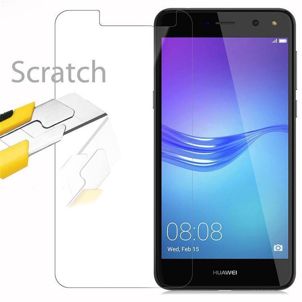 Cadorabo Panzer Folie für Huawei Y6 2017 Schutzfolie in Transparent Gehärtetes Tempered Display-Schutzglas