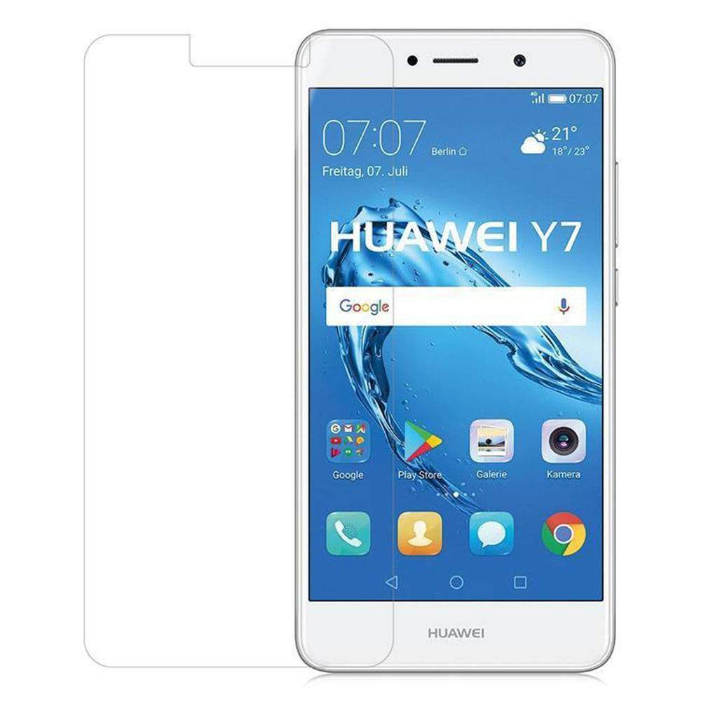 Cadorabo Panzer Folie für Huawei Y7 2017 Schutzfolie in Transparent Gehärtetes Tempered Display-Schutzglas