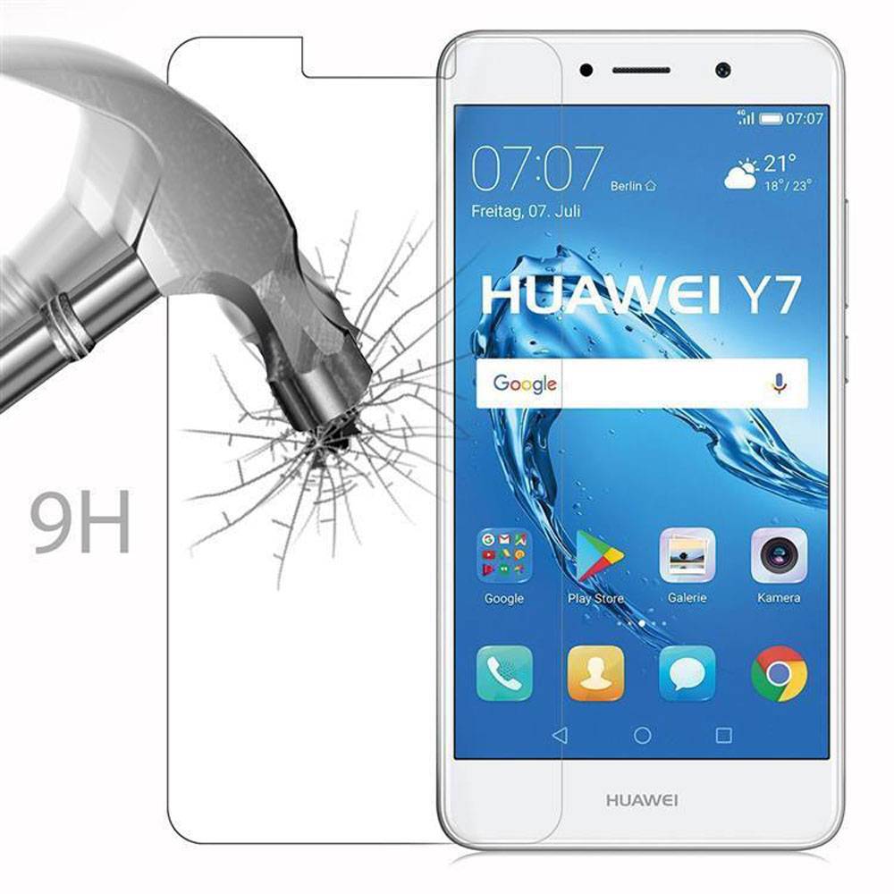 Cadorabo Panzer Folie für Huawei Y7 2017 Schutzfolie in Transparent Gehärtetes Tempered Display-Schutzglas