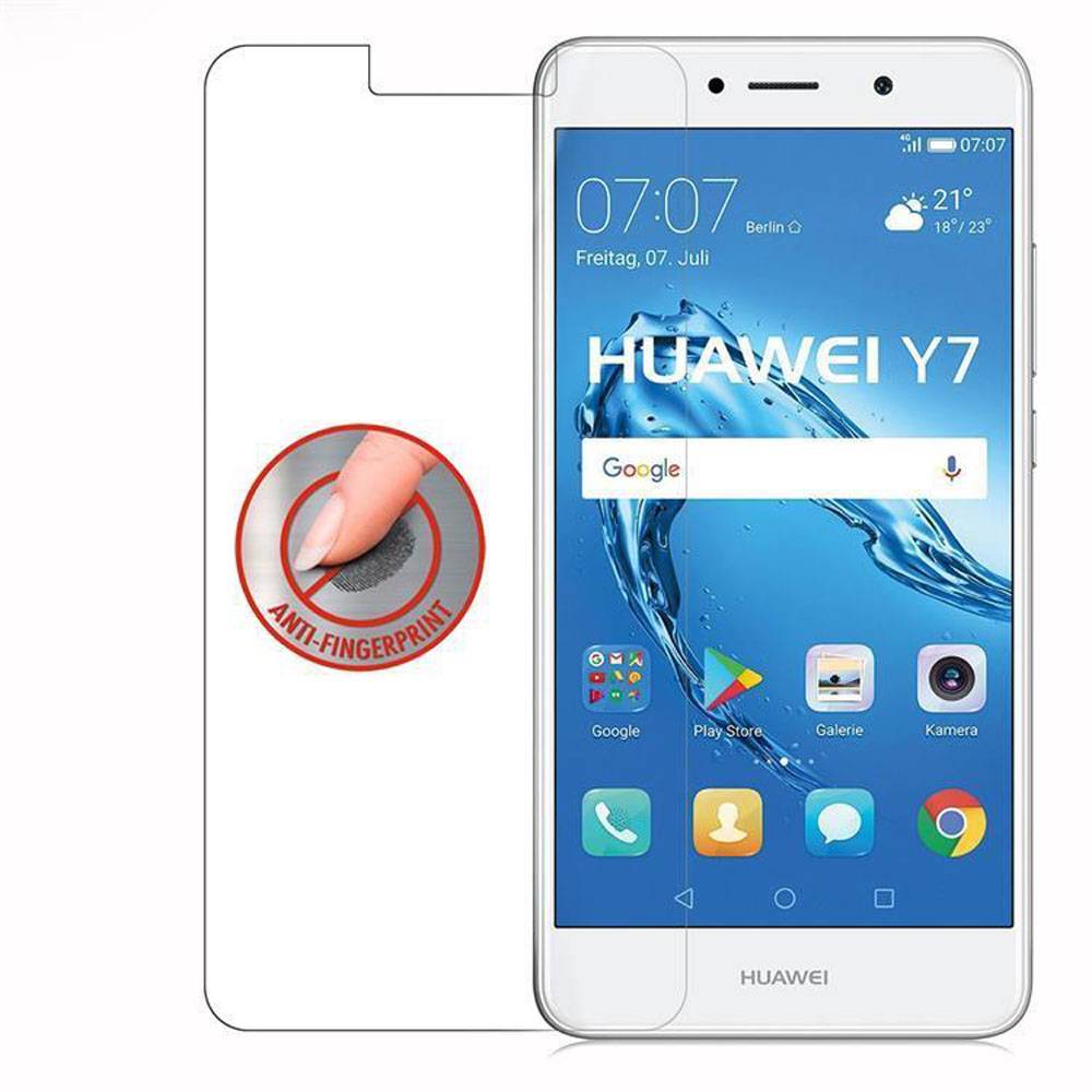 Cadorabo Panzer Folie für Huawei Y7 2017 Schutzfolie in Transparent Gehärtetes Tempered Display-Schutzglas