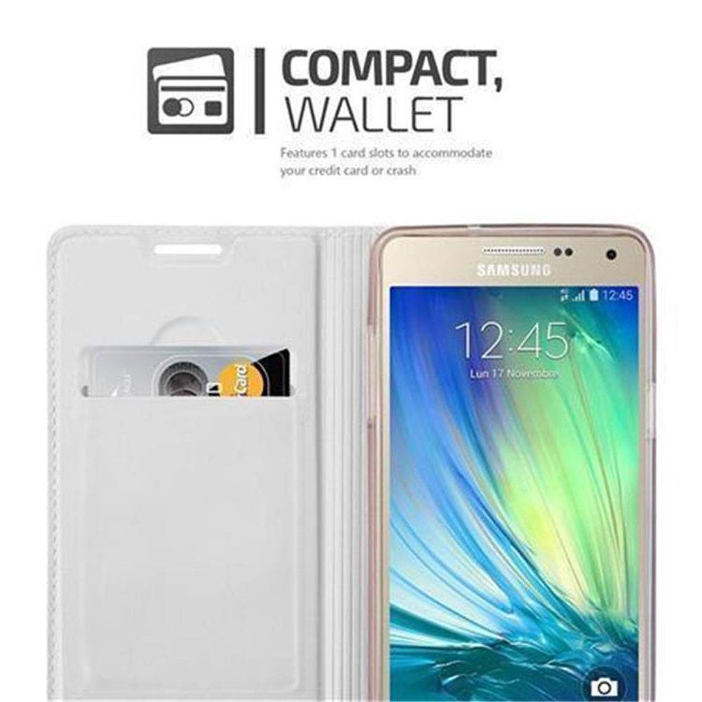 Cadorabo Handyhülle für Samsung Galaxy A3 2015 Schutz Hülle in Silber Cover Etui Book Case Booklet