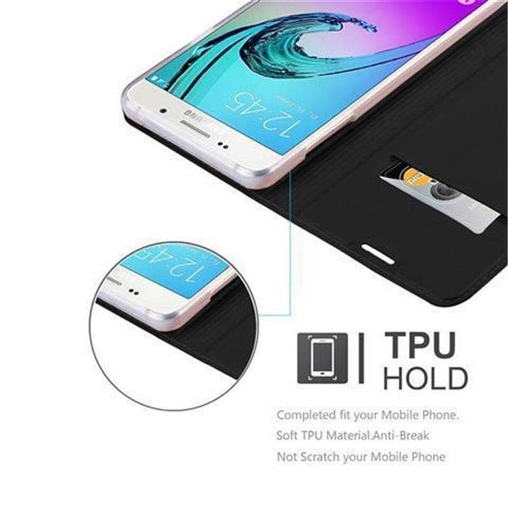 Cadorabo Handyhülle für Samsung Galaxy A3 2016 Schutz Hülle in Schwarz Cover Etui Book Case Booklet