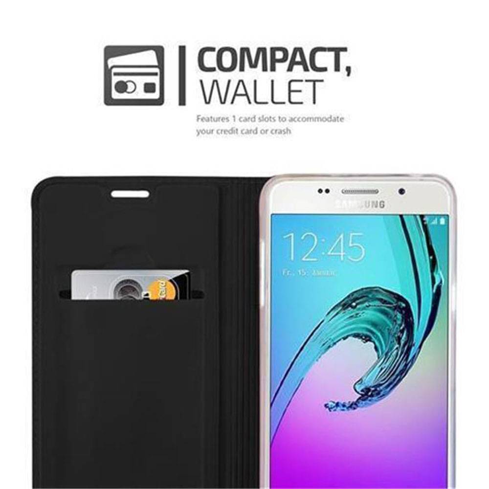 Cadorabo Handyhülle für Samsung Galaxy A3 2016 Schutz Hülle in Schwarz Cover Etui Book Case Booklet