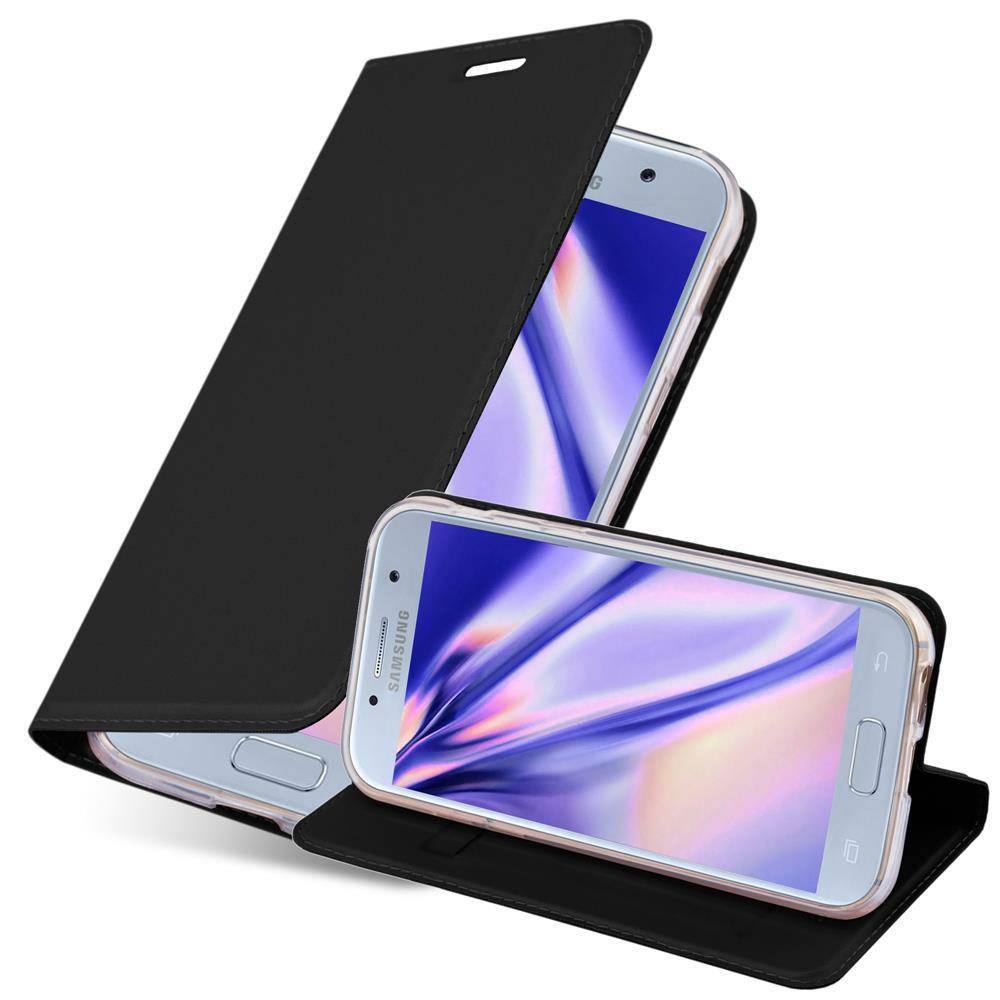 Cadorabo Handyhülle für Samsung Galaxy A3 2017 Schutz Hülle in Schwarz Cover Etui Book Case Booklet