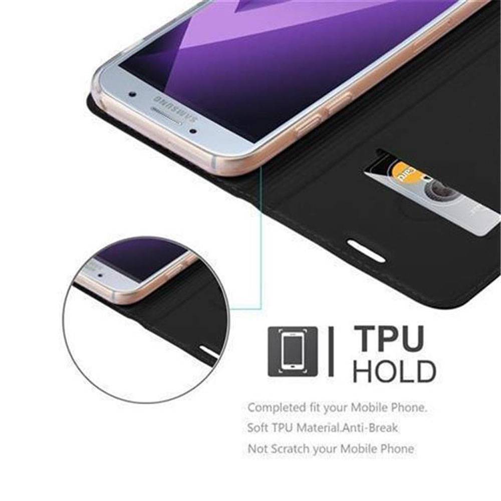 Cadorabo Handyhülle für Samsung Galaxy A3 2017 Schutz Hülle in Schwarz Cover Etui Book Case Booklet