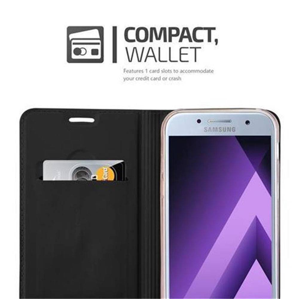 Cadorabo Handyhülle für Samsung Galaxy A3 2017 Schutz Hülle in Schwarz Cover Etui Book Case Booklet