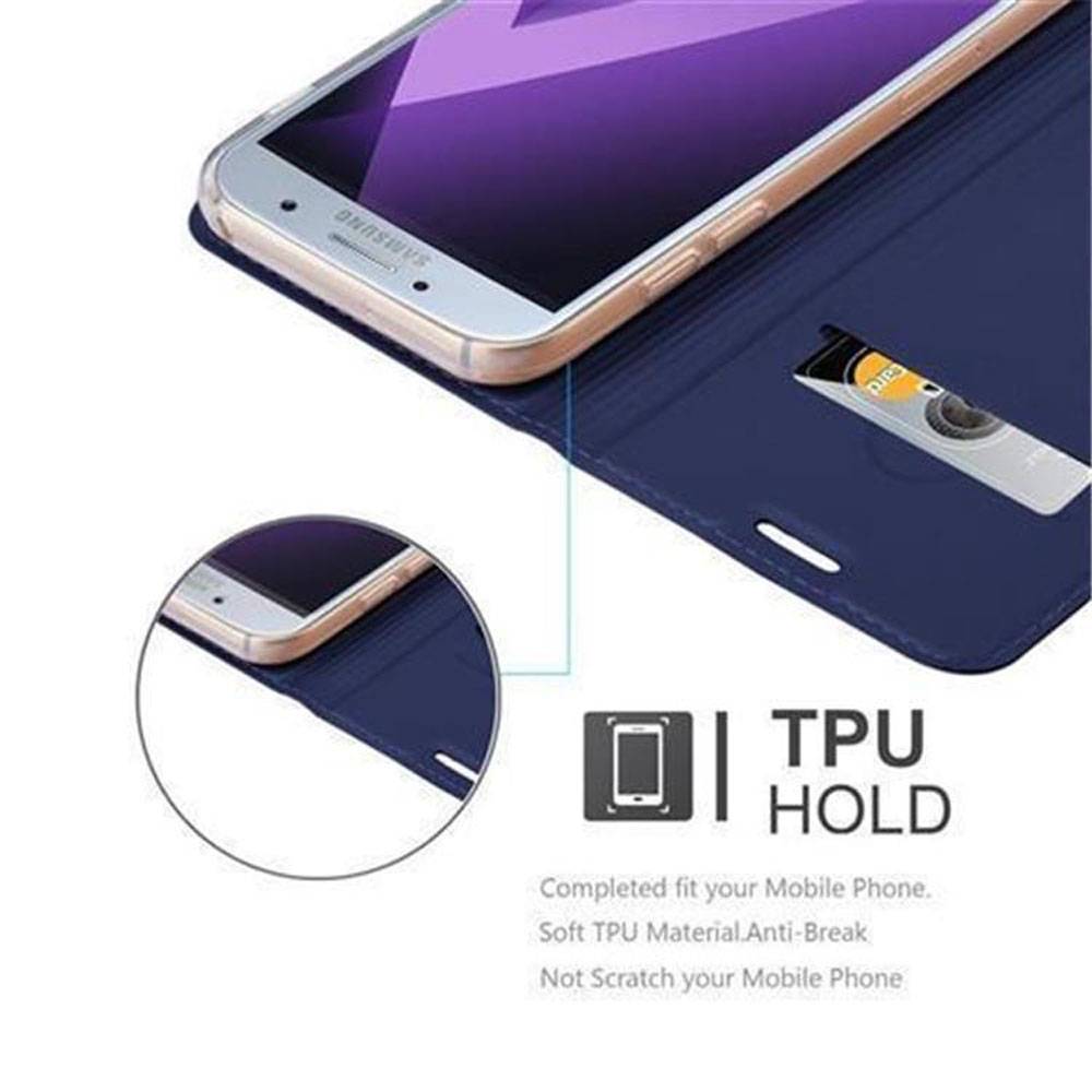 Cadorabo Handyhülle für Samsung Galaxy A3 2017 Schutz Hülle in Blau Cover Etui Book Case Booklet