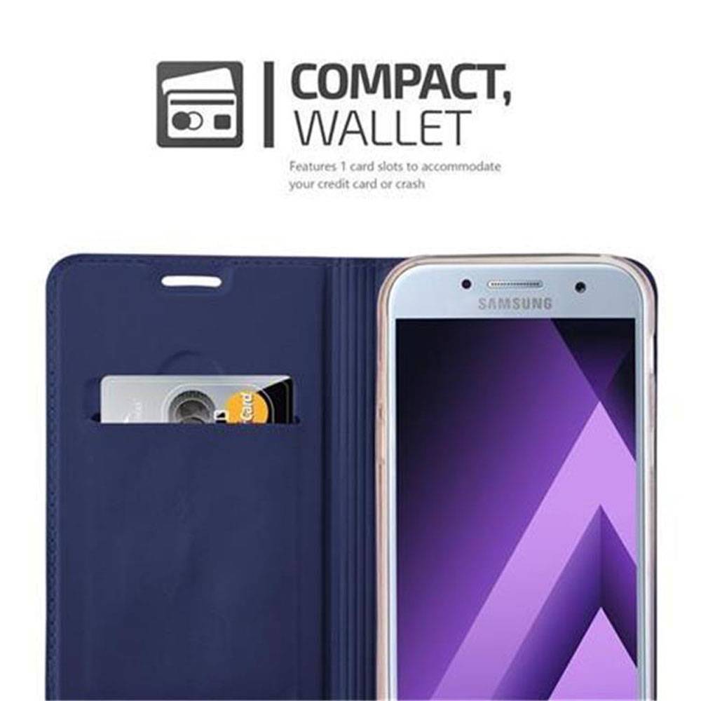 Cadorabo Handyhülle für Samsung Galaxy A3 2017 Schutz Hülle in Blau Cover Etui Book Case Booklet