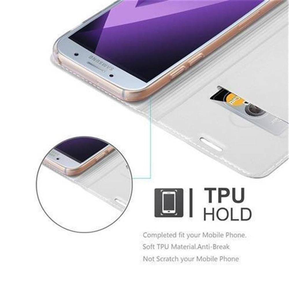 Cadorabo Handyhülle für Samsung Galaxy A5 2017 Schutz Hülle in Silber Cover Etui Book Case Booklet