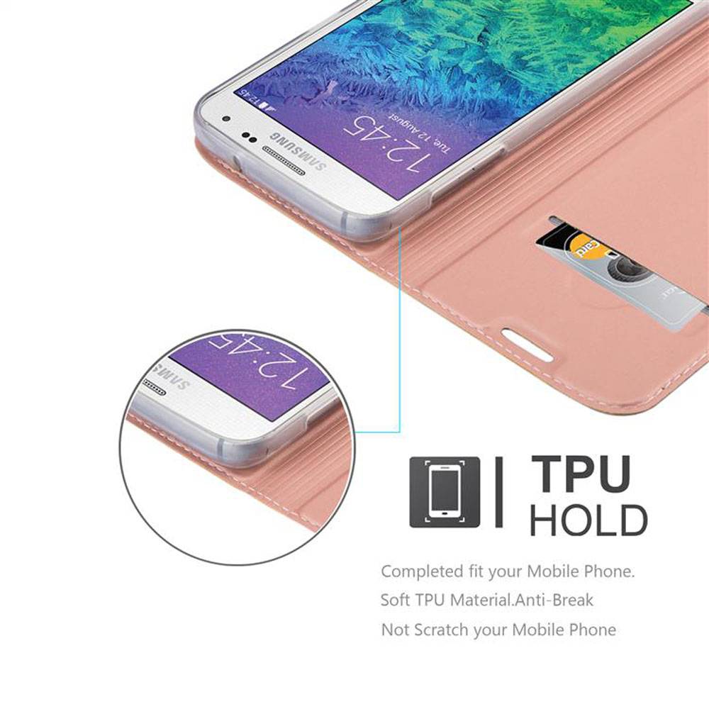 Cadorabo Handyhülle für Samsung Galaxy ALPHA Schutz Hülle in Rosa Cover Etui Book Case Booklet